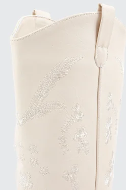 Knee High Cowboy Boots with Floral Embroideries
