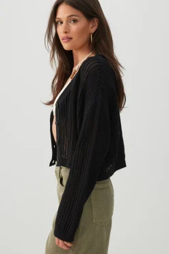 Knit Boxy Button Front Cardigan