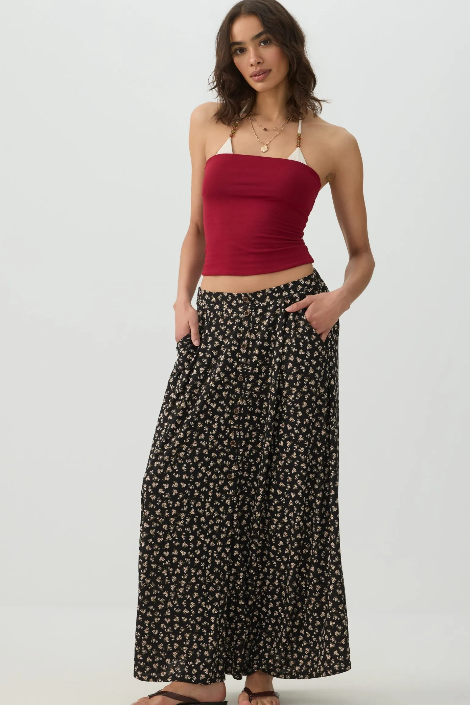 Knit Crepe Maxi Skirt