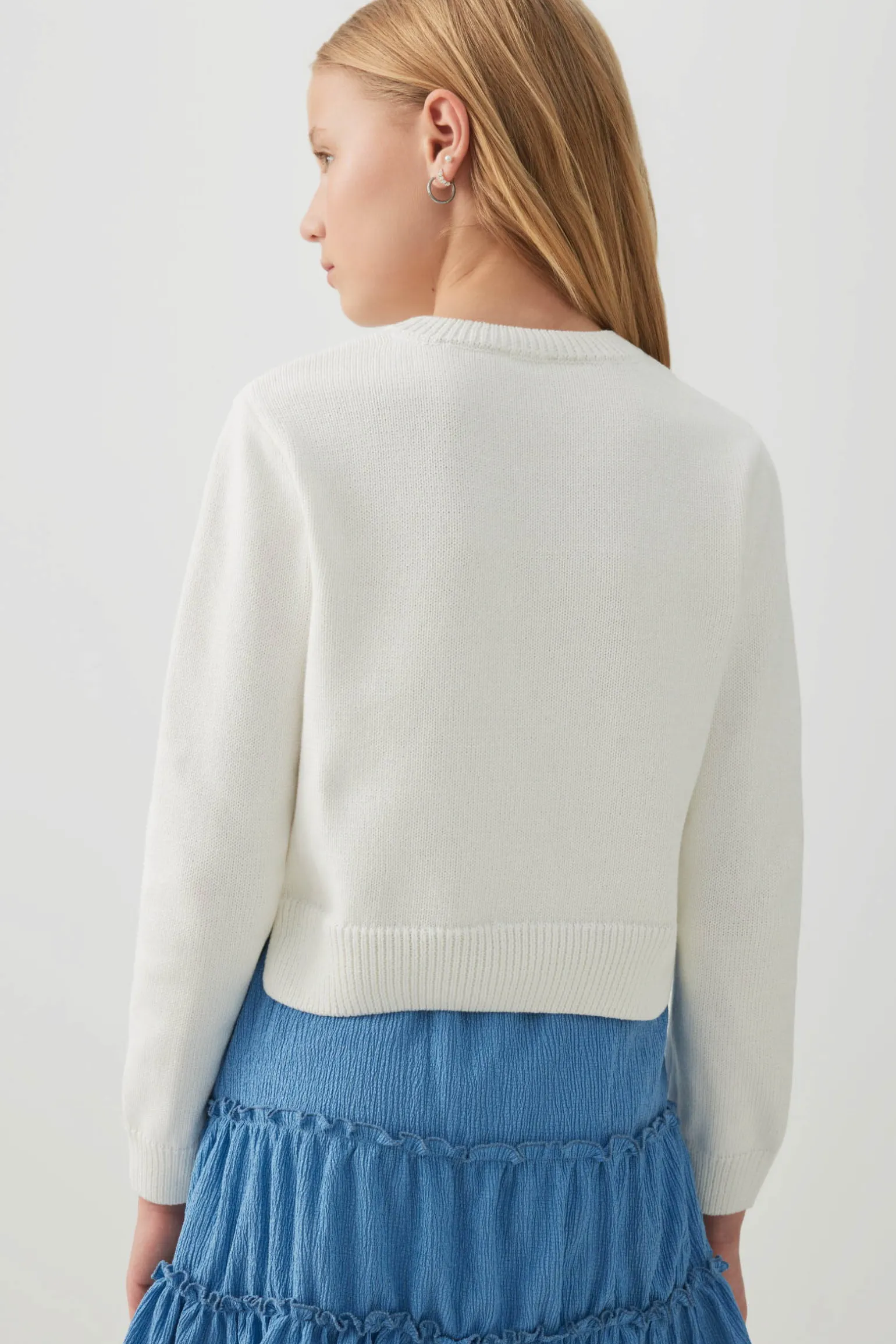 Knit Sweater with Flower Embellishments