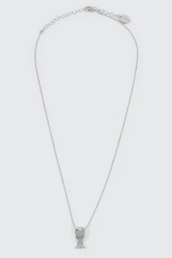 14K White Gold Plated Fish Necklace