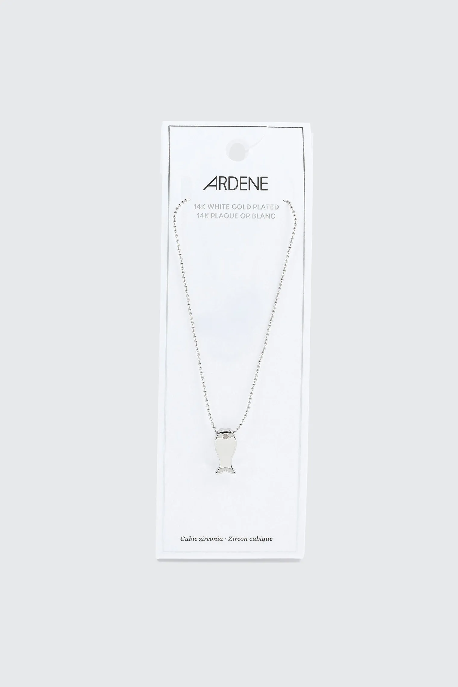 14K White Gold Plated Fish Necklace
