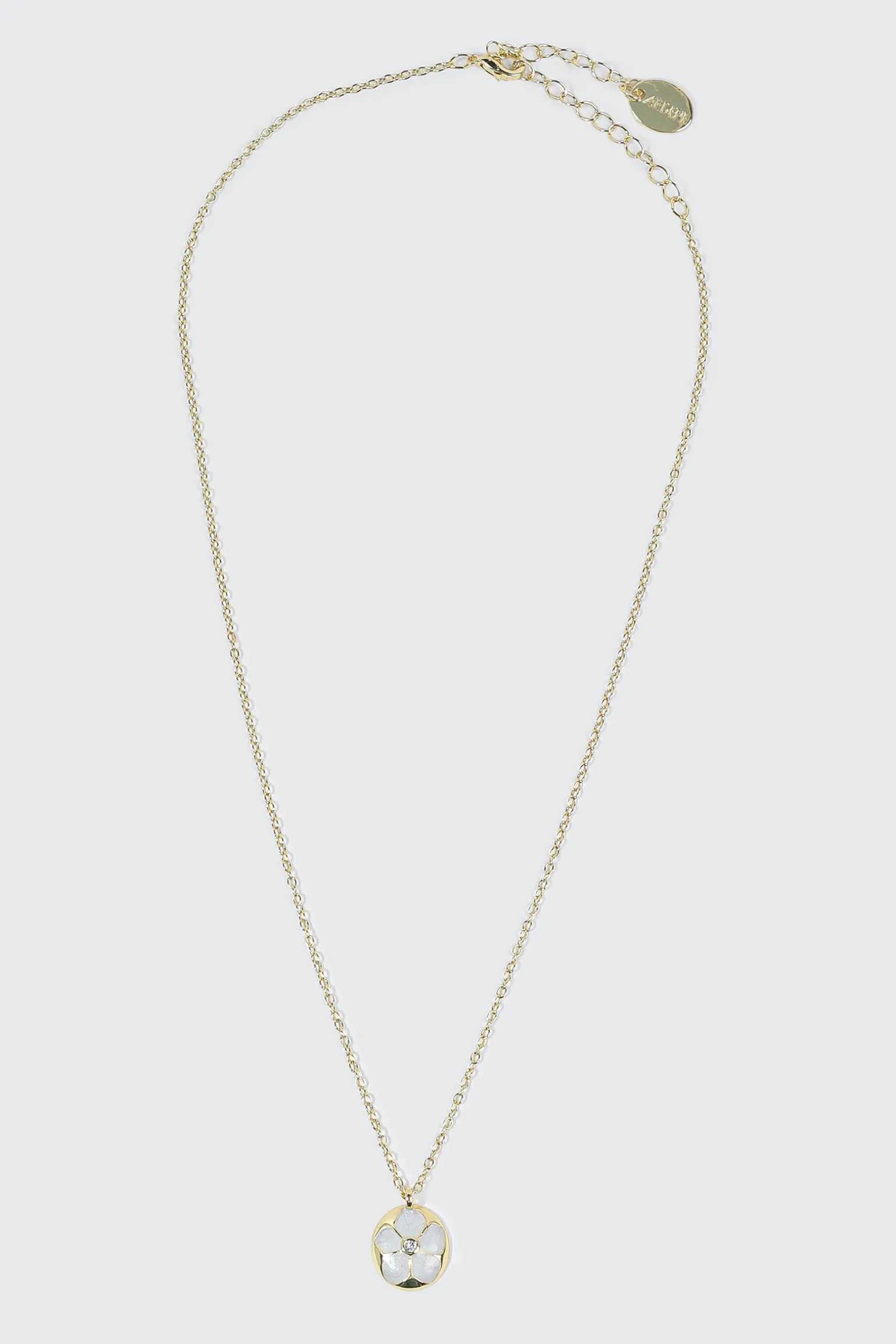 14K White Gold Plated flower pendant Necklace