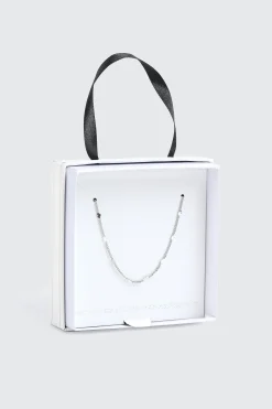 14K White Gold Plated Heart Chain Necklace