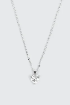14K White Gold Plated Heart Necklace