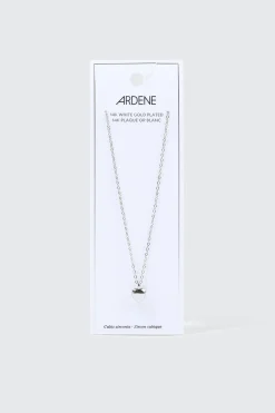 14K White Gold Plated Heart Necklace