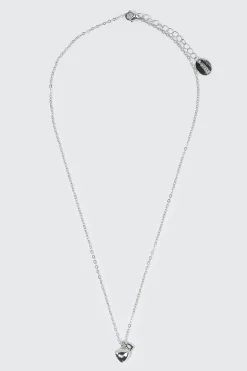 14K White Gold Plated Heart Necklace