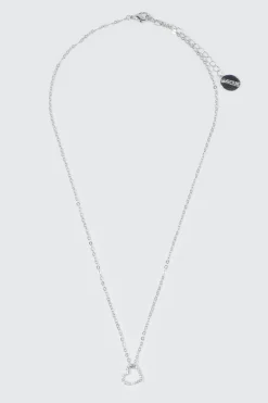 14K White Gold Plated Heart Necklace