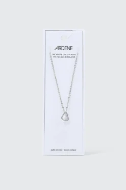 14K White Gold Plated Heart Necklace
