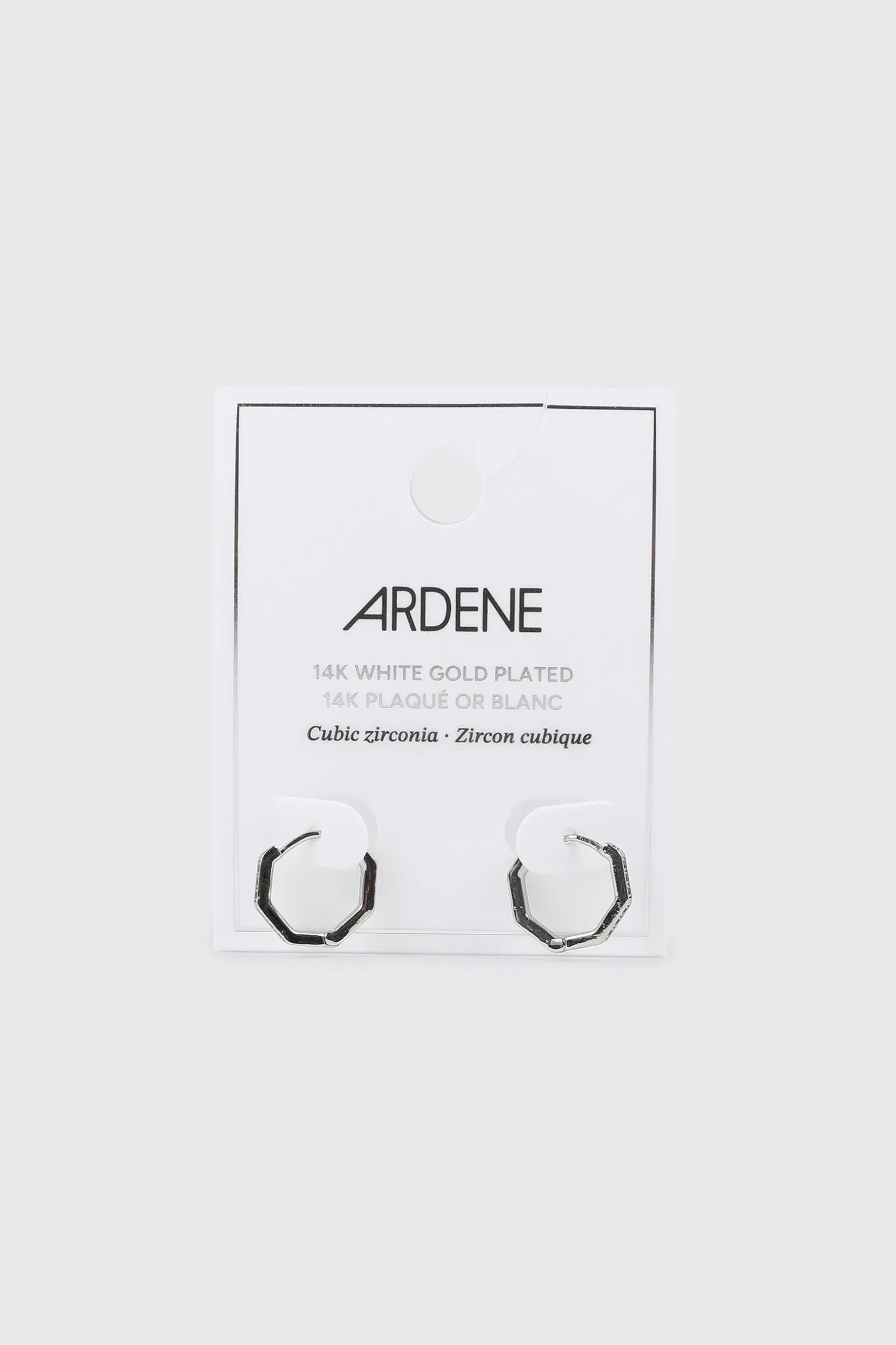 14K White Gold Plated Hexagon Hoop Earrings