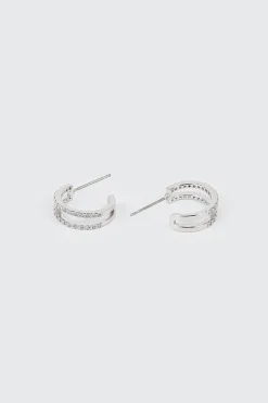 14K White Gold Plated Hoop Earrings