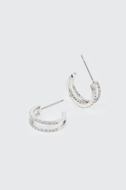 14K White Gold Plated Hoop Earrings