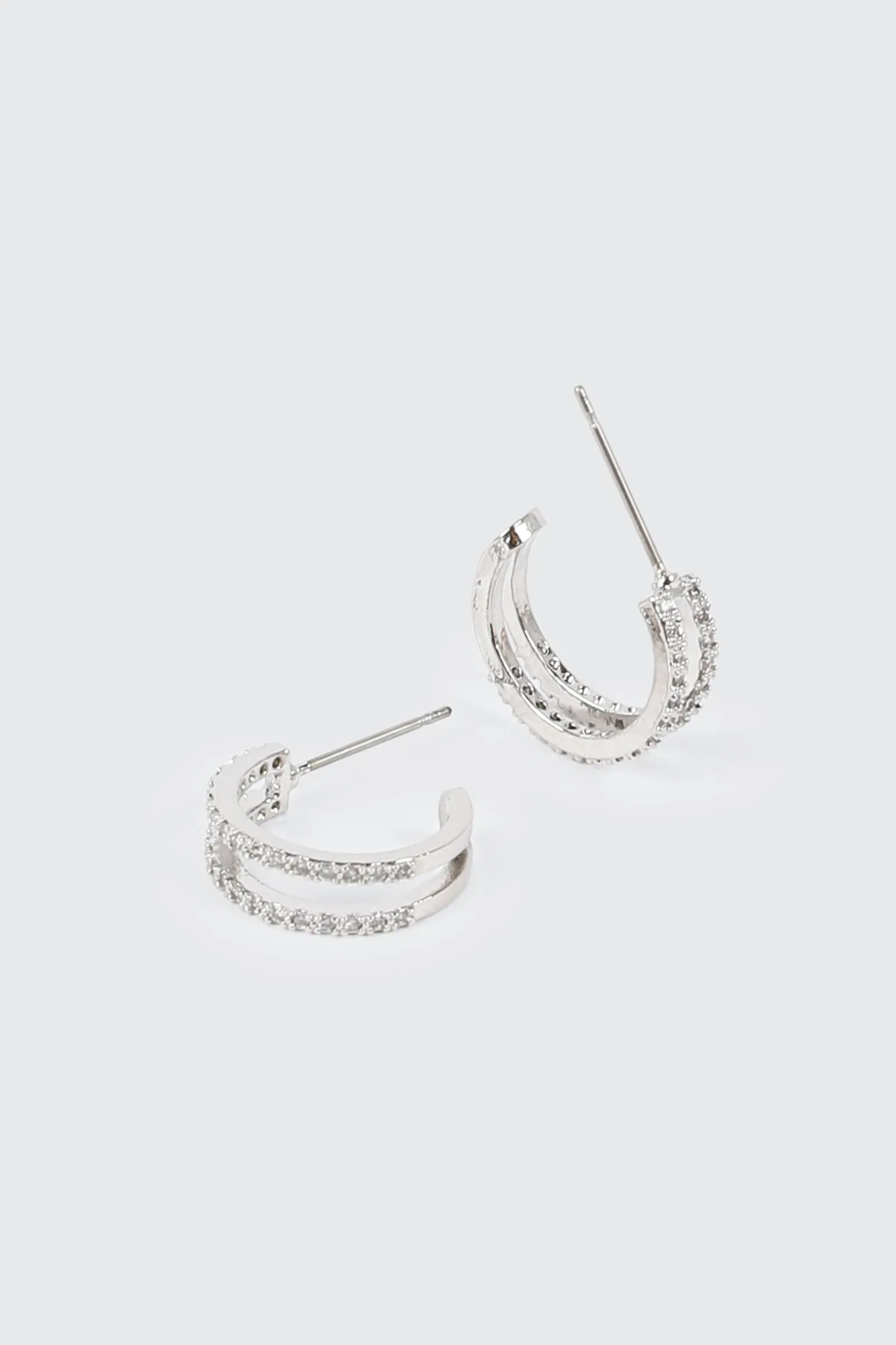 14K White Gold Plated Hoop Earrings