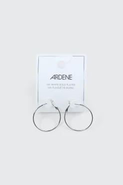 14K White Gold Plated Hoop Earrings