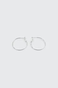 14K White Gold Plated Hoop Earrings