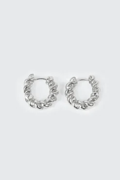 14K White Gold Plated Hoop Earrings