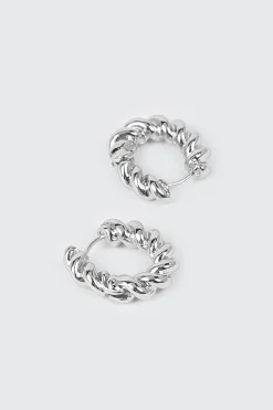 14K White Gold Plated Hoop Earrings