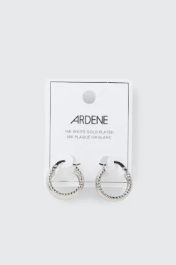 14K White Gold Plated Hoop Earrings