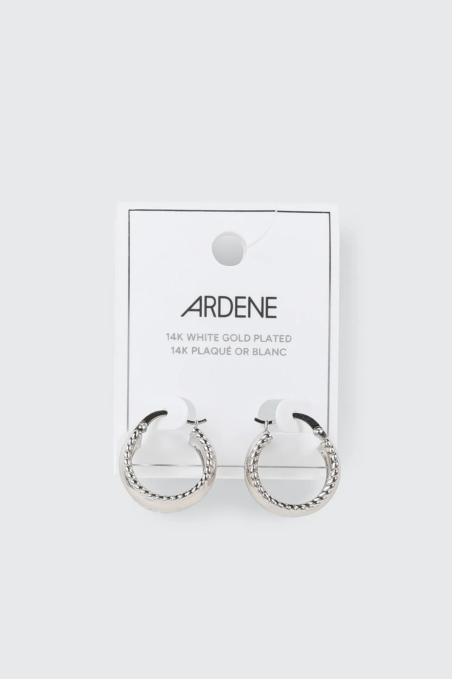 14K White Gold Plated Hoop Earrings
