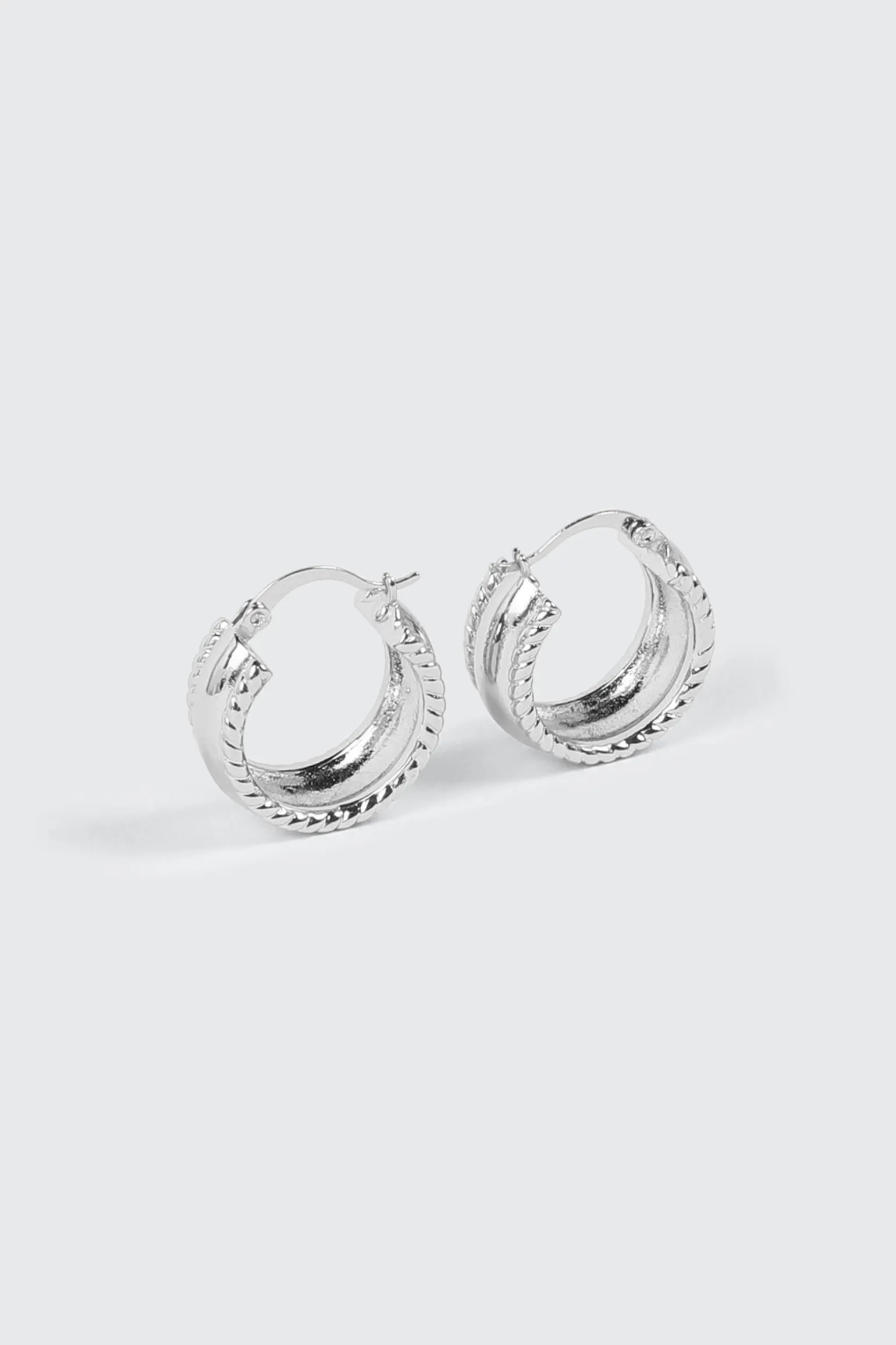 14K White Gold Plated Hoop Earrings