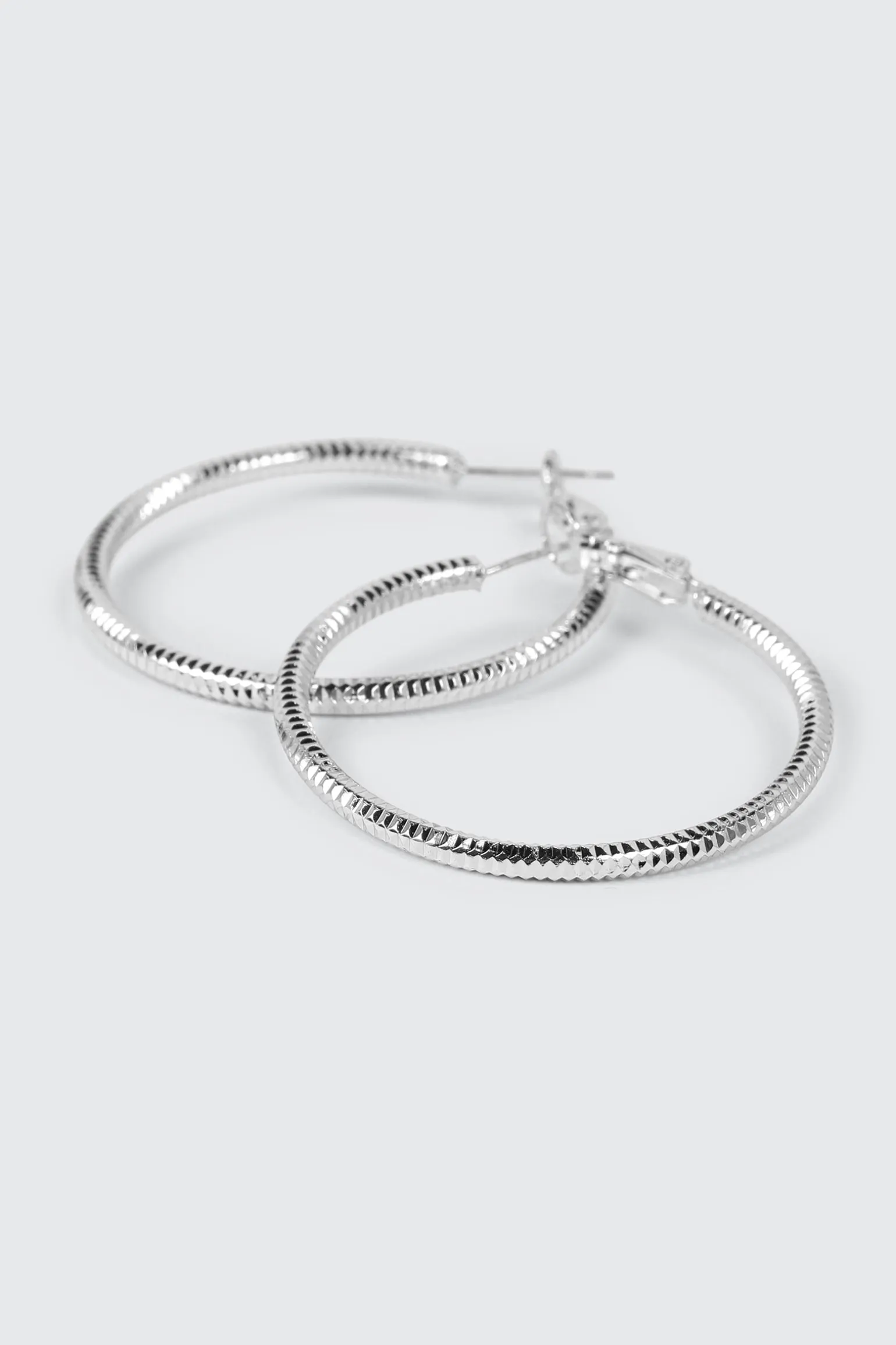 14K White Gold Plated Hoop Earrings