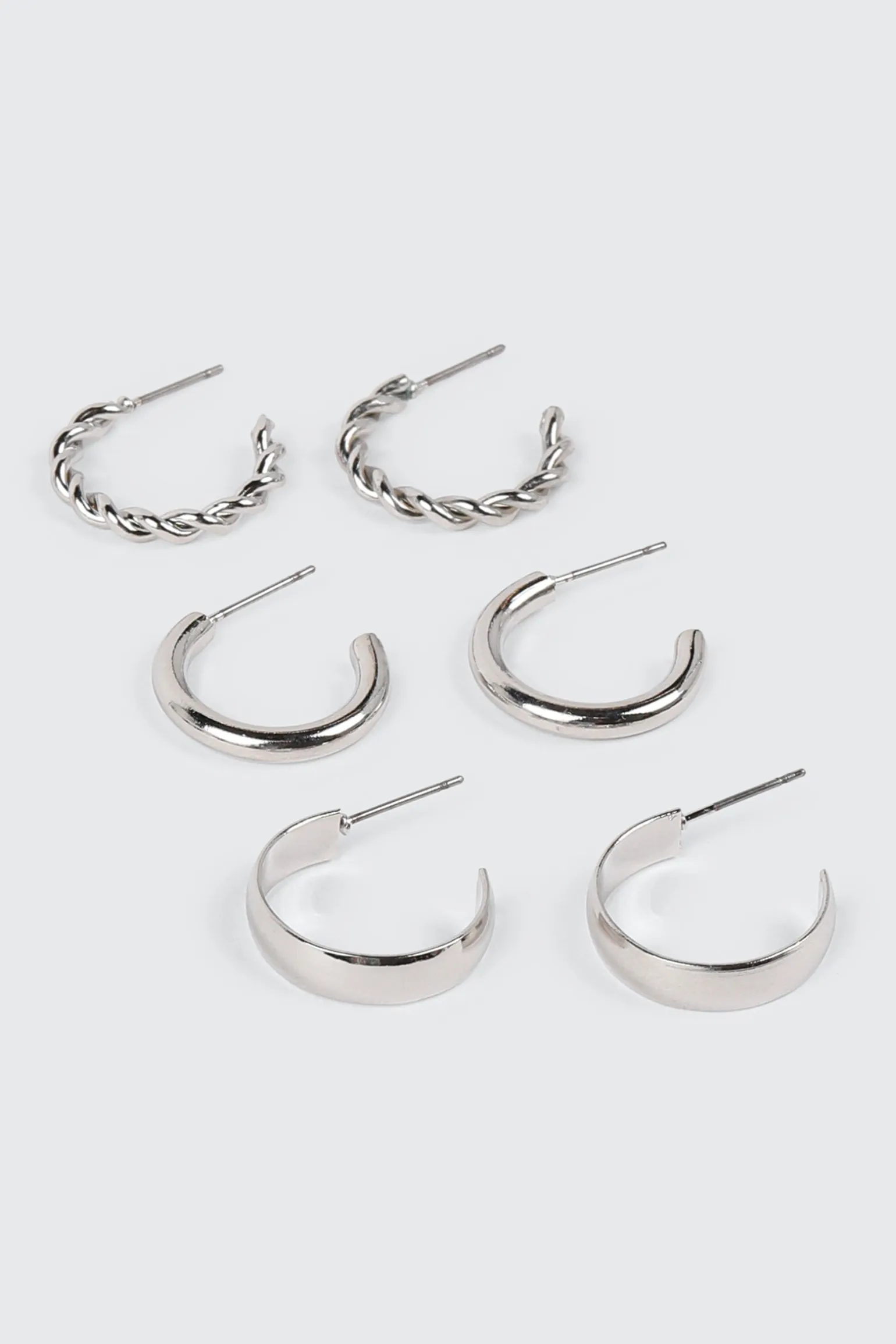 14K White Gold Plated Hoop Earrings