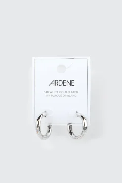 14K White Gold Plated Hoops