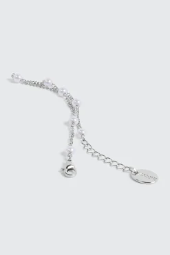 14K White Gold Plated Pearl Bracelet