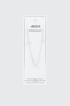 14K White Gold Plated Pearl Necklace