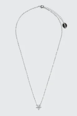 14K White Gold Plated Star Necklace
