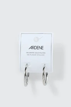 14K White Gold Plated Tubular Hoops