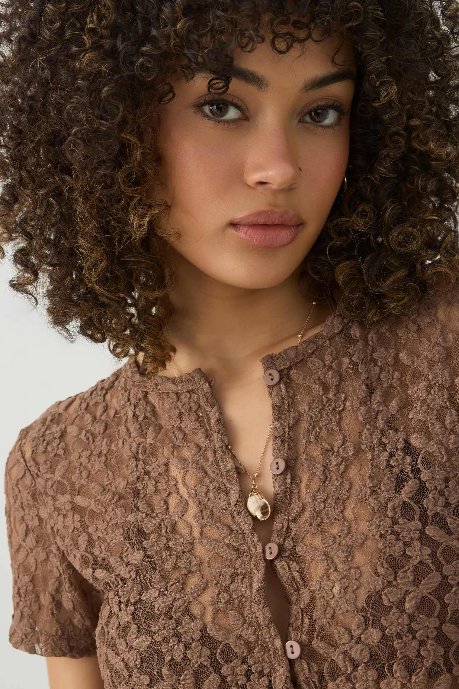 Lace Button-Front Top