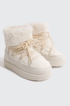 Laced Faux Sheepskin Boots