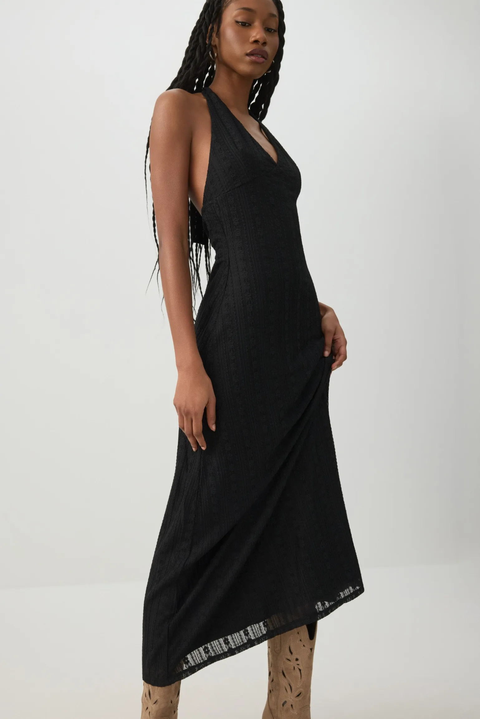 Lace Halter Maxi Dress