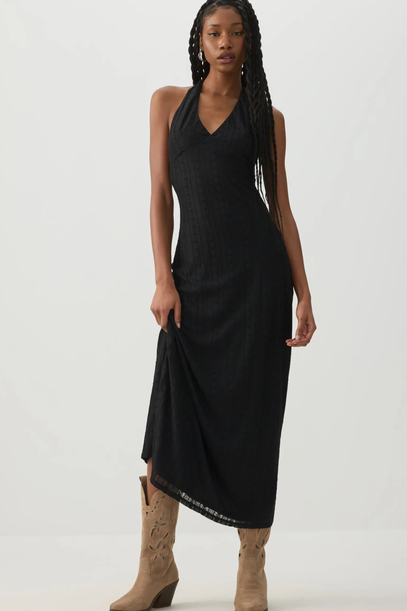 Lace Halter Maxi Dress