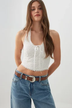 Lace Halter Tank Top
