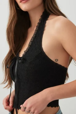 Lace Halter Top with Bow