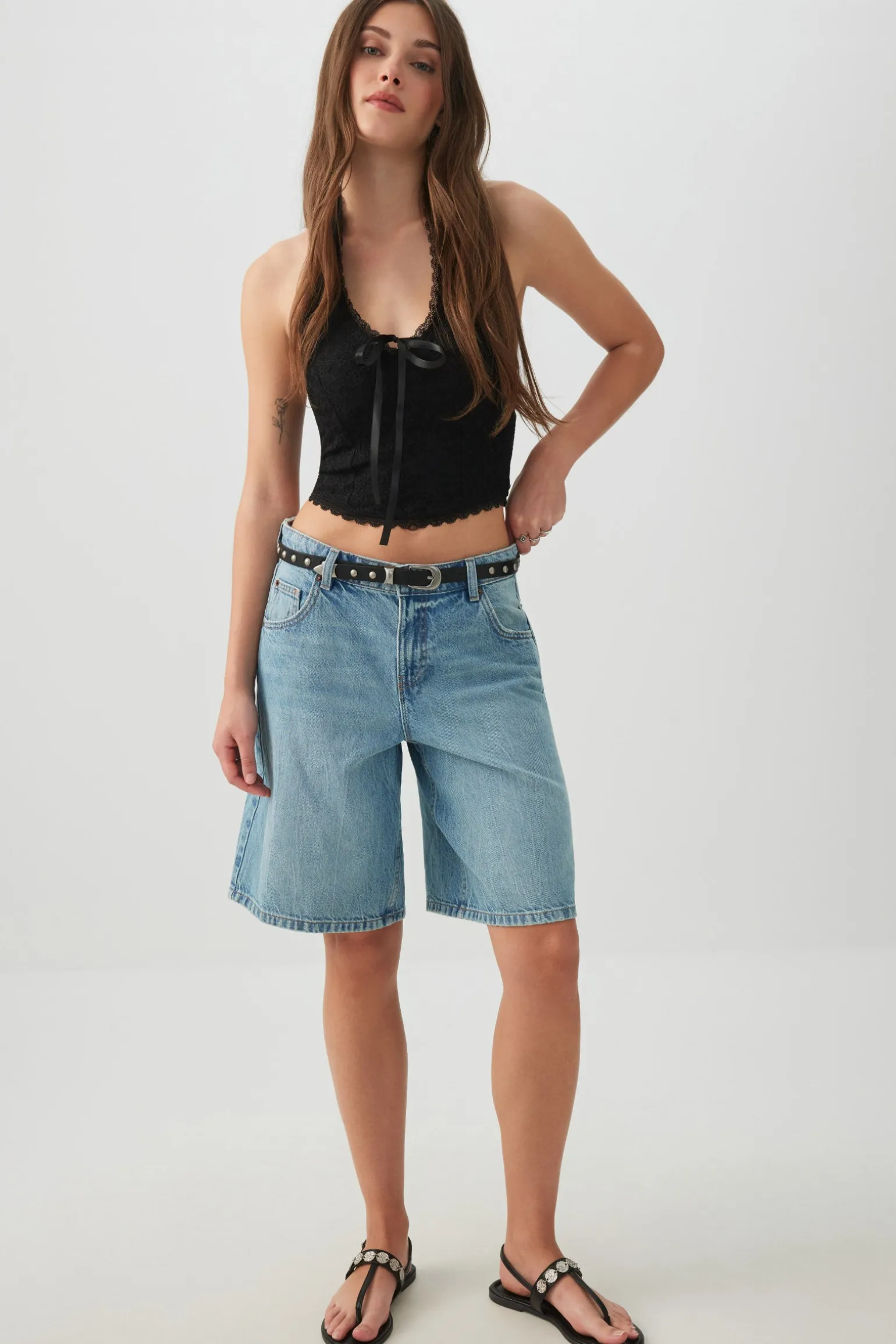 Lace Halter Top with Bow
