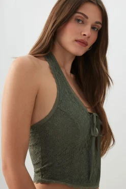 Lace Halter Top with Bow