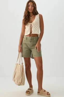Lace Knit Tie Front Vest