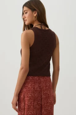 Lace Knit Tie Front Vest
