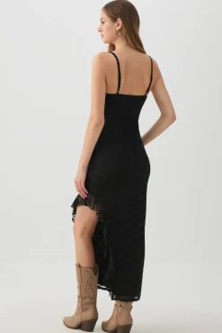 Lace Maxi Dress with High Slit