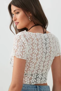 Lace Tie Front Crop Cardigan