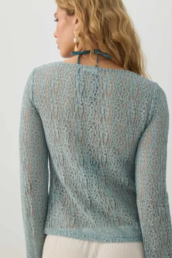 Lace Tie Front Top