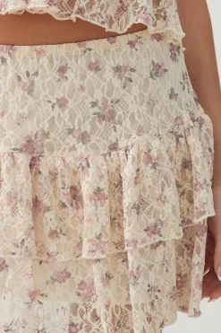 Lace Tiered Micro Skirt