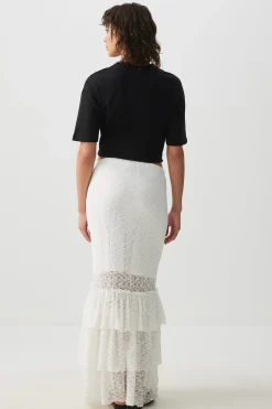 Lace Tiered Midi Skirt