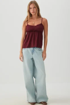 Lace Trim Babydoll Tank Top