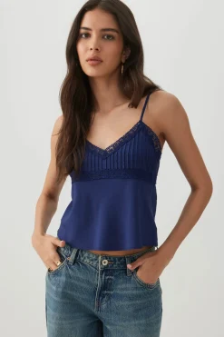 Lace Trim Cropped Tank Top