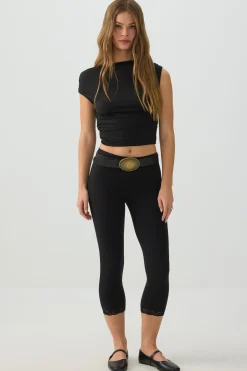 Lace Trim 3/4 Leggings