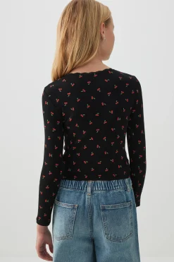 Lace Trim Long Sleeve T-Shirt